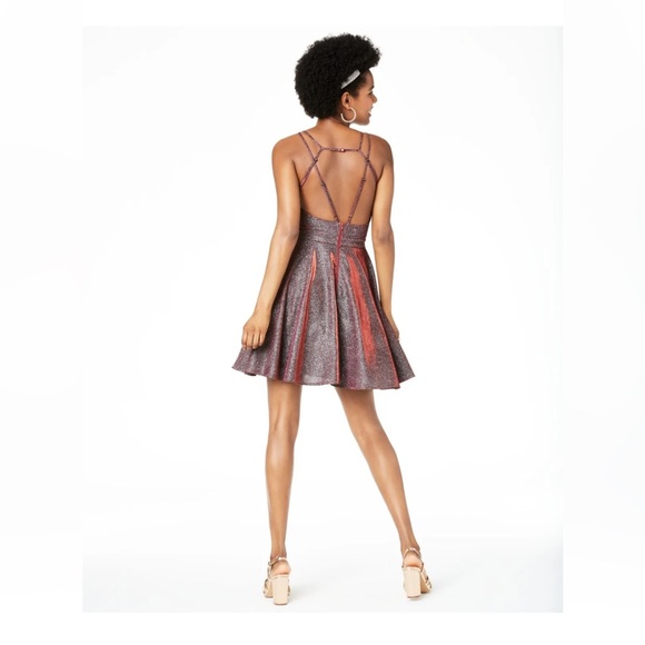 Sequin Hearts Juniors' Glitter Fit & Flare Dress Size 1 - Picture 2 of 5